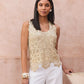 Crochet Pearl Embellished Sweater Tank Neutral