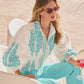 Hamptons Scroll Detail Button Up Shirt Tanager Turquoise