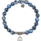 Denim Blue Agate Gemstone Bracelet with Unstoppable Sterling Silver Charm