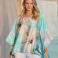 Print Charmeuse Poncho Exploded Hibiscus